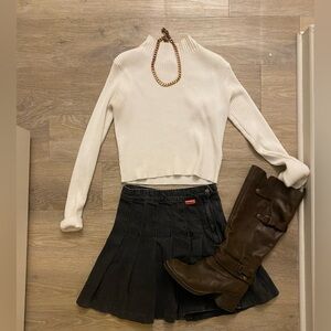 Dark Denim Pleated Mini Skirt✨